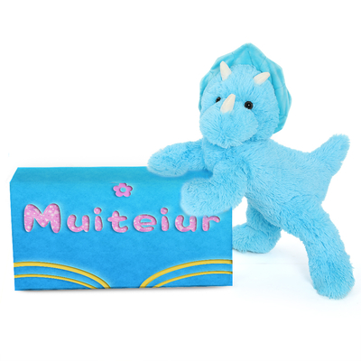 MorisMos 24-Inch Unisex Blue Triceratops Dinosaur Keychain Comforter Soft Stuffed Toy PP Kids Aged 3-8 Great Birthday Gift Idea