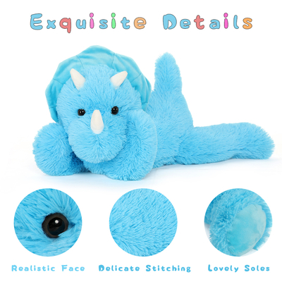 MorisMos 24-Inch Unisex Blue Triceratops Dinosaur Keychain Comforter Soft Stuffed Toy PP Kids Aged 3-8 Great Birthday Gift Idea