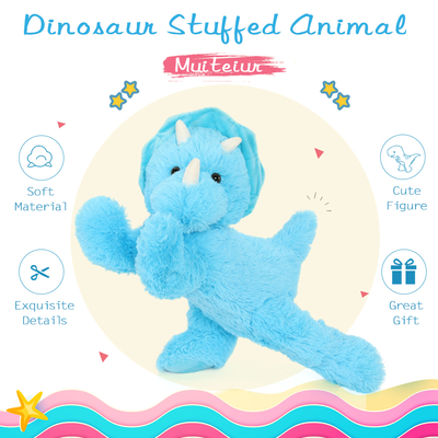 MorisMos 24-Inch Unisex Blue Triceratops Dinosaur Keychain Comforter Soft Stuffed Toy PP Kids Aged 3-8 Great Birthday Gift Idea