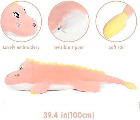 MorisMos 39.4inch Pink Giant Dinosaur Plush Pillow Unisex Stuffed Animal Hugging Toy Perfect Wholesale Gift Kids Girlfriends