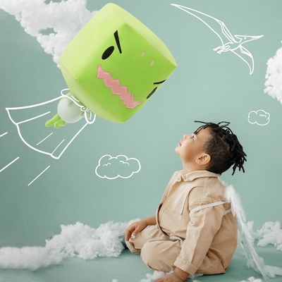 MorisMos Original 15 Inch Big-Headed Dinosaur Stuffed Animal Toy Soft Cube Dino Squishy Pillow for Boys and Girls for Birthday