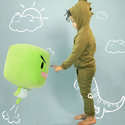 MorisMos Original 15 Inch Big Headed Dinosaur Toy Unisex Soft Cotton Polyester Cube Dino Squishy Pillow Keychain Bag Type Plush