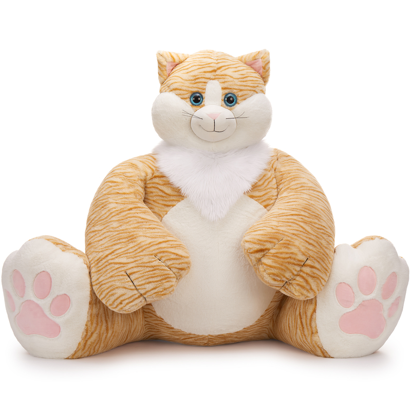 MaoGoLan 20lbs Jumbo Fluffy Plush Cat Toy 39.3 Inches Huge Big Fat Orange Cat Stuffed Animal Cute Oversized Soft Toys Birthday