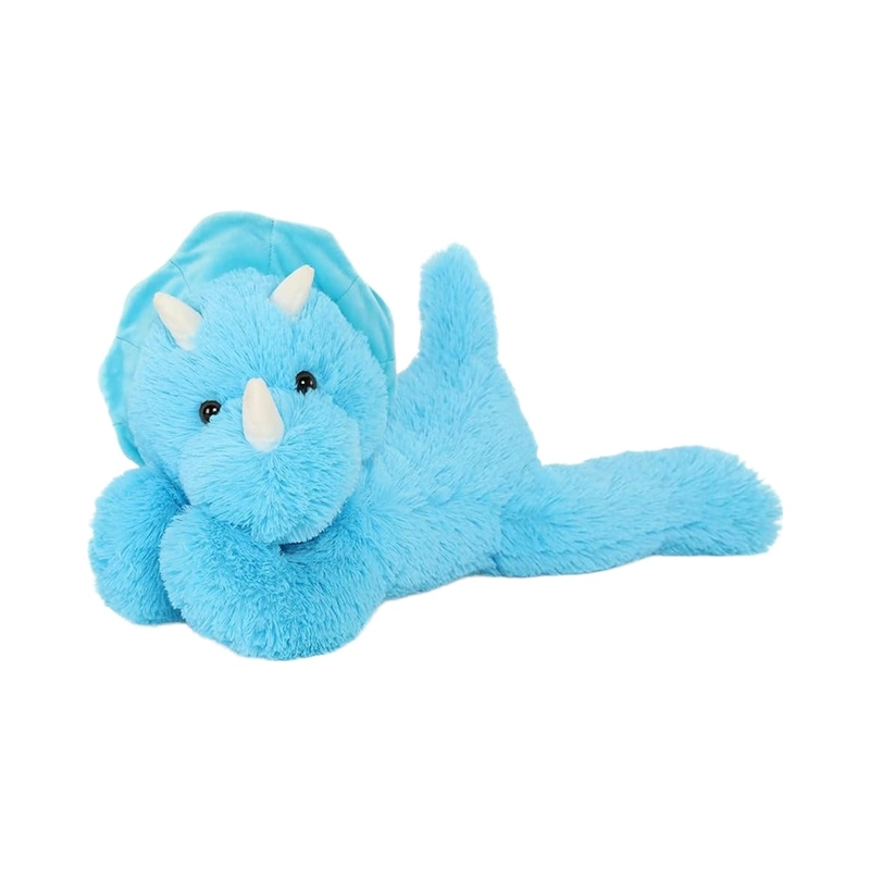 MorisMos 24-Inch Blue Triceratops Dinosaur Unisex Soft PVC Plush Toy & Comforter for Kids Aged 3-8 Great Gift Idea