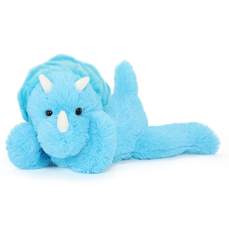 MorisMos 24-Inch Unisex Blue Triceratops Dinosaur Keychain Comforter Soft Stuffed Toy PP Kids Aged 3-8 Great Birthday Gift Idea