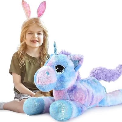 MorisMos 32in Giant Rainbow Blue Unicorn Stuffed Animal Toys Cute Soft Plush for Kids Birthday Decorations Party Gifts Filled PP