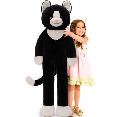 39 Inch Giant Cat Stuffed Animal 3lbs Weighted Black Stuffed Cat Plush with Long Legs Soft Cat Plush Pillow