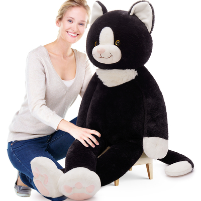 39 Inch Giant Cat Stuffed Animal 3lbs Weighted Black Stuffed Cat Plush with Long Legs Soft Cat Plush Pillow